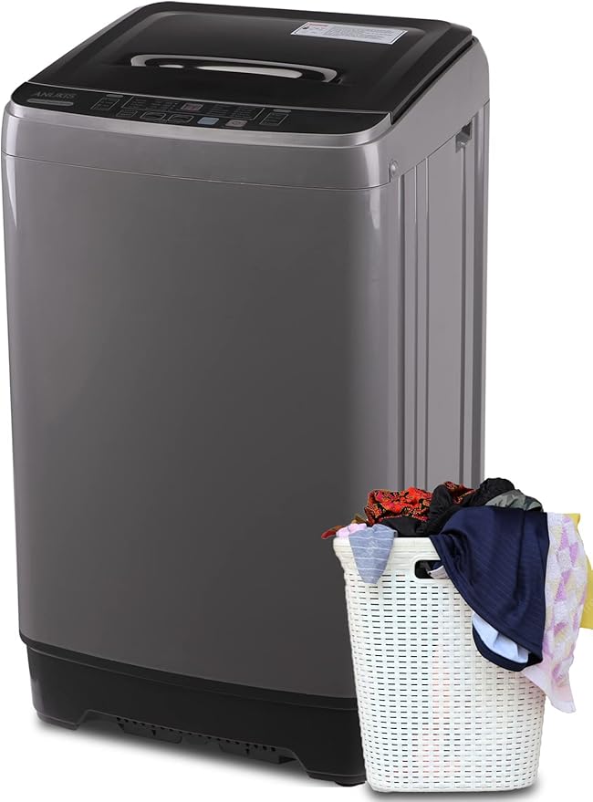 Anukis Fully Automatic Washing Machine, 13 lbs Capacity Compact Laundry Washer