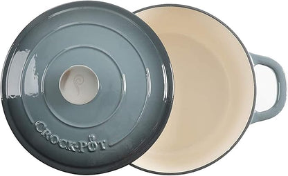Crock Pot Artisan 5-Quart Round Enameled Cast Iron Dutch Oven – Slate Gray