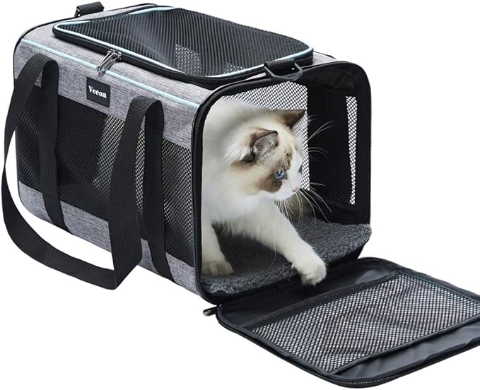 Vceoa 17.5x11x11 Inches Cat, Dog Carrier for Pets Up to 16 Lbs, Soft-Sided Cat Bag Animal Carriers Travel Puppy Carry As a Toy of Fabric Pet Home