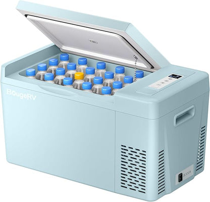 BougeRV Green 23Quart Portable Refrigerator, 12 Volt Fridge 22L, Portable
