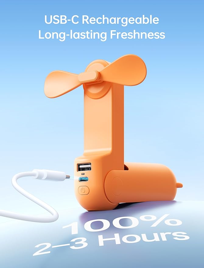 JISULIFE Handheld Mini Fan, 3 IN 1 USB Rechargeable Portable Fan