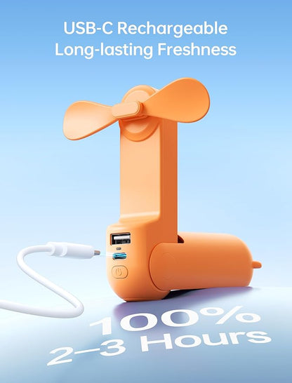 JISULIFE Handheld Mini Fan, 3 IN 1 USB Rechargeable Portable Fan