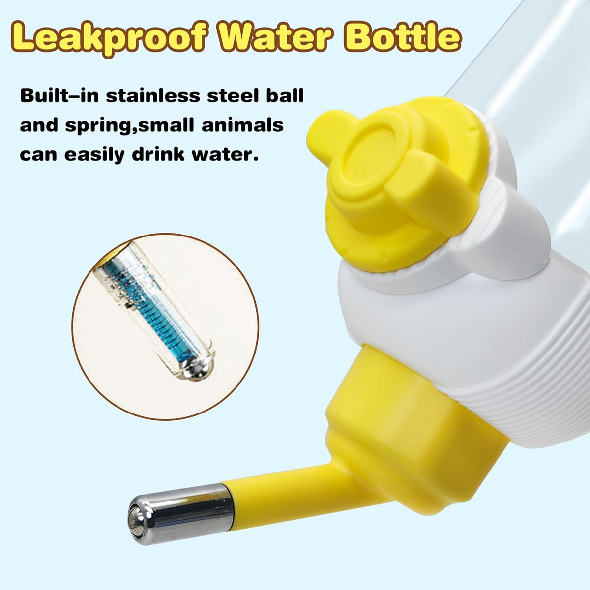 kathson Automatic Rabbit Feeder and Waterer Set, Gravity Pet Food Water Dispenser Bunny Pellet Feeder Small Animal Feeding & Watering Supplies for Guinea Pig Ferret Crate Accessories (Yellow)
