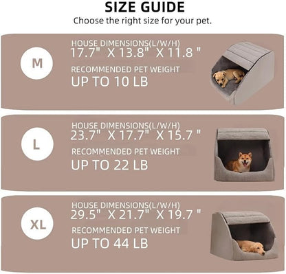 Extra Large Dog Bed House, Cozy Dog House Indoor, Memory Sponge, Plush Dog Cave Bed Crate Cushion with Non-Slip Bottom for Medium Large Dogs (Grey, XL)