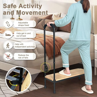 Medical Step Stool with Handle for Elderly Foot Stool Bed Steps for High Beds Adults Seniors Bedside Step Stool with Handrail Bed Stairs Bathtub Steps Platform Car Safety Handicap Step