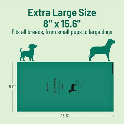 Extended Dog Poop Bags with Dispenser, 1000 Count, Pre-Separated, Lavender Scent, Eco-friendly Material, Extra Thick, 100% Leakproof, 8"x 15.6", Green