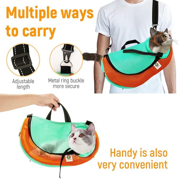 AWOOF Cat Grooming Bag Adjustable Cat Bathing Bag Anti Scratch Bite Restraint Bag Cat Sling Bag Durable Mesh Cat Shower Bag for Small Medium Large Cats Nail Trimming Ear Cleaning Medicine Taking