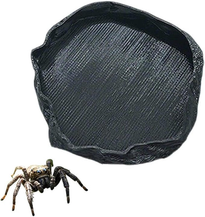 1 PCS Spider Micro Water Bowl Jumping Spider Feeding Dish Tarantula Water Dish for Millipede Gecko Lizard Tarantula Tiny Reptiles (2.17" D, 0.31" H) Black