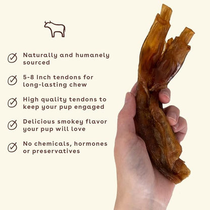 Pupford Turbo Beef Tendon Chews for Dogs & Puppies, All-Natural Dog Chew with Glucosamine for Joint Health, Long-Lasting Toy, Great for Teething (3 Count)