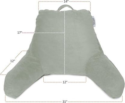 Nestl Reading Pillow with Shredded Memory Foam, Designed for Sitting Up in Bed and Couch, Back and Arms Adjustable Support for Adult & Teens Backrest Pillows for Reading with Washable Cover Sage Green