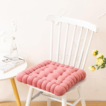vctops Velvet Chair Pad Seat Cushion Solid Color Square Seat Pad Indoor Floor Cushion Super Soft Warm Chair Cushion Pad for Home Kitchen Dining Room Office (Pink,16"x16")
