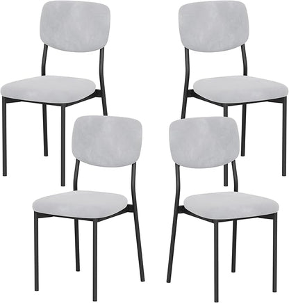 Einhomn Upholstered Dining Chairs Set of 4, Stackable Modern Dining Room Chairs, Kitchen Chairs w/Soft Velvet Backrest & Sturdy Metal Legs for Restaurant, Living Room, Light Grey