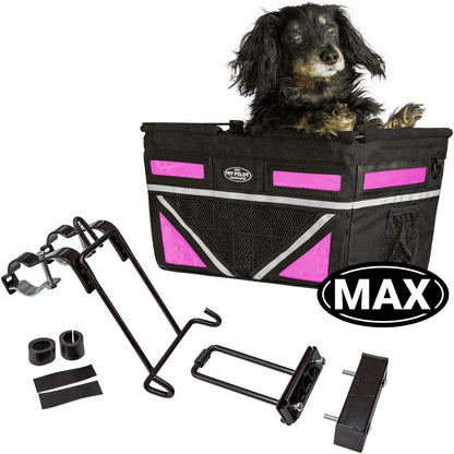 TRAVELIN K9 Pet-Pilot MAX Dog Bicycle Basket Carrier | 8 Color Options for Your Bike (Pink)