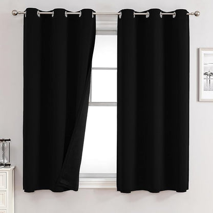 ChrisDowa 100% Blackout Curtains 63 inch Long