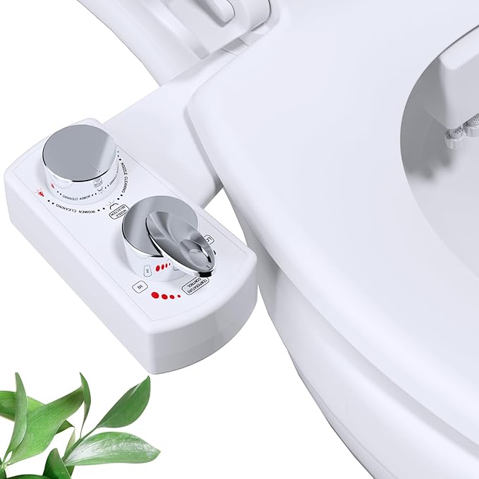 Hibbent Bidet Attachment for Toilet, Hot and Cold Water Spray Non-Electric Dual