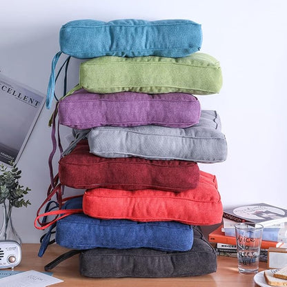 vctops Square Chair Pad Seat Cushion with Ties Solid Color Soft Chair Pads Comfy Velvet Cushion Pillow for Kitchen Dining Office Chair Kids Reading (Coffee,20"x20")