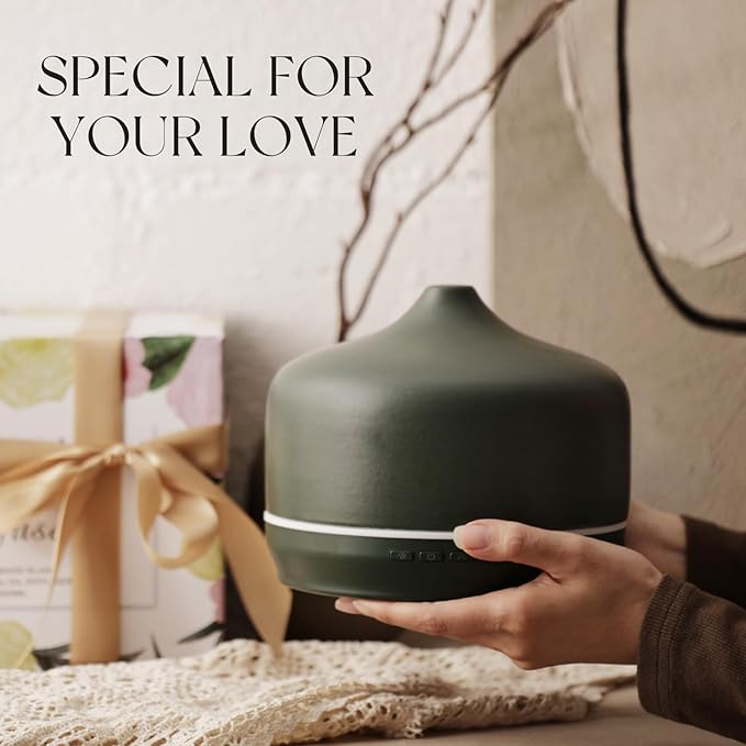 Porseme 500ml Ceramic Essential Oil Diffuser Aromatherapy Ultrasonic Cool Mist