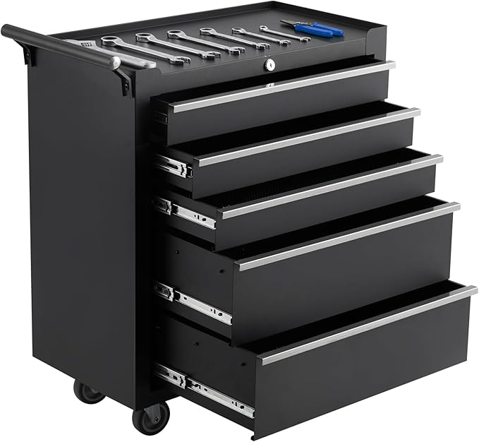IDEALHOUSE Rolling Tool Chest, 5 Drawers Tool Storage Cabinet, Toolbox