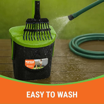 Pupzle Dog Pooper Scooper with Bag Attachment, 40" Long Handle Pooper Scooper for Large Dogs, Dog Poop Scoop for Yard, Large Capacity Swivel Bin and Rake, Lavender Scented Bags (Green)