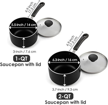 Cook N Home Nonstick Sauce Pan Set 1Qt and 2Qt
