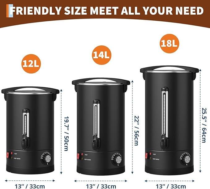 120 Cup Commercial Coffee Urn - 18L/4.8Gal Stainless Steel Electric Coffee Maker