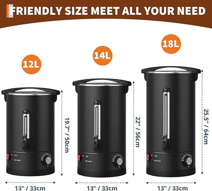 120 Cup Commercial Coffee Urn - 18L/4.8Gal Stainless Steel Electric Coffee Maker