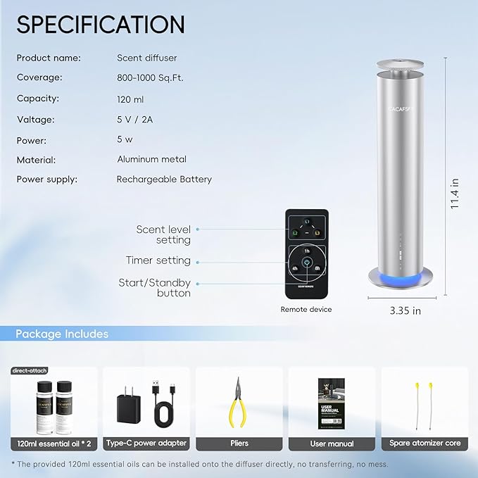 The CACAFSFY Waterless Scent Diffuser Starter Kit