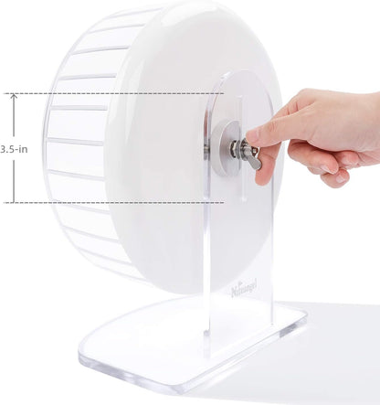 Niteangel Super-Silent Hamster Exercise Wheels: - Quiet Spinner Hamster Running Wheels with Adjustable Stand for Hamsters Gerbils Mice Or Other Small Animals (M, White)