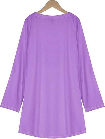 Womens Tunic Shirt Cute Cat Print Long Sleeve Round Neck Women T Shirts Cotton Casual Plus Size Vacation Tunics Tops