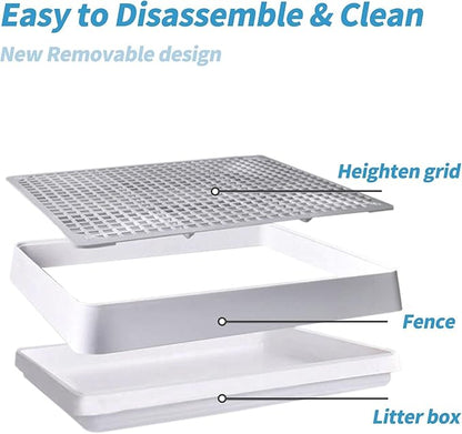 PODOO Rabbit Litter Box – Training Potty Tray for Guinea Pig & Small Pets · Spacious Grid Pan with Low Entrance, Easy-Clean & Odor-Resistant—Helps Keep a Clean Cage and Reduce Mess