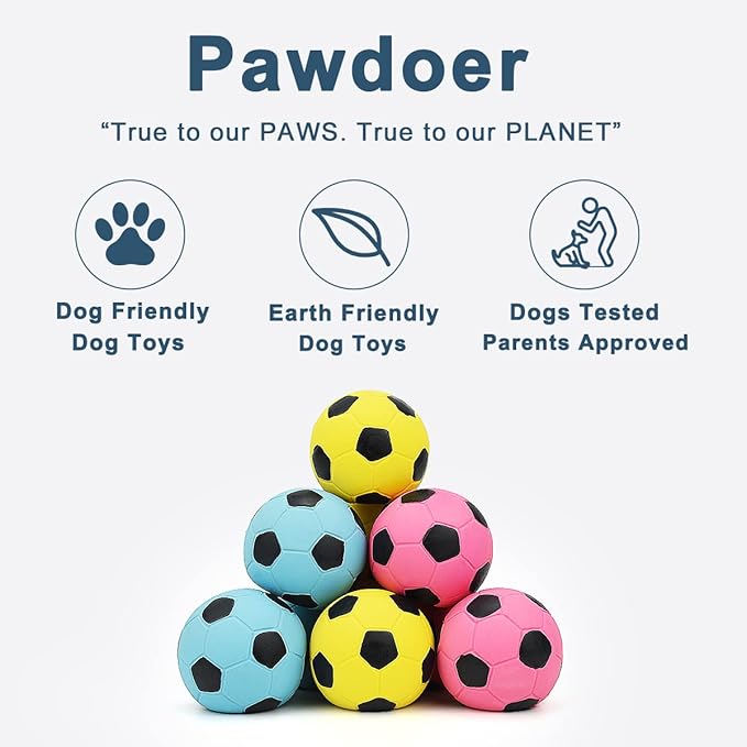 Squeaky Dog Ball, Soft Latex Rubber Squeaky Dog Toys for Small Dogs Puppies, Cute Bounce Squeak Toys Play Fetch Soccer Ball