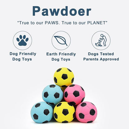 Squeaky Dog Ball, Soft Latex Rubber Squeaky Dog Toys for Small Dogs Puppies, Cute Bounce Squeak Toys Play Fetch Soccer Ball