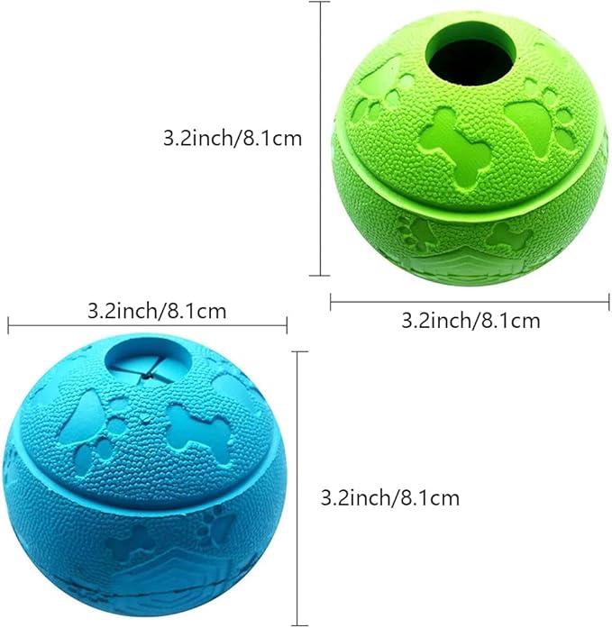 Dog Treat Ball and Toy, Interactive - Pack of 2 (Green, Blue)
