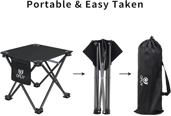 Opliy Camping Stool Upgrade Foot Stool for Camping Fishing Hiking Gardening and Beach, Camping Seat with Carry Bag (Black)