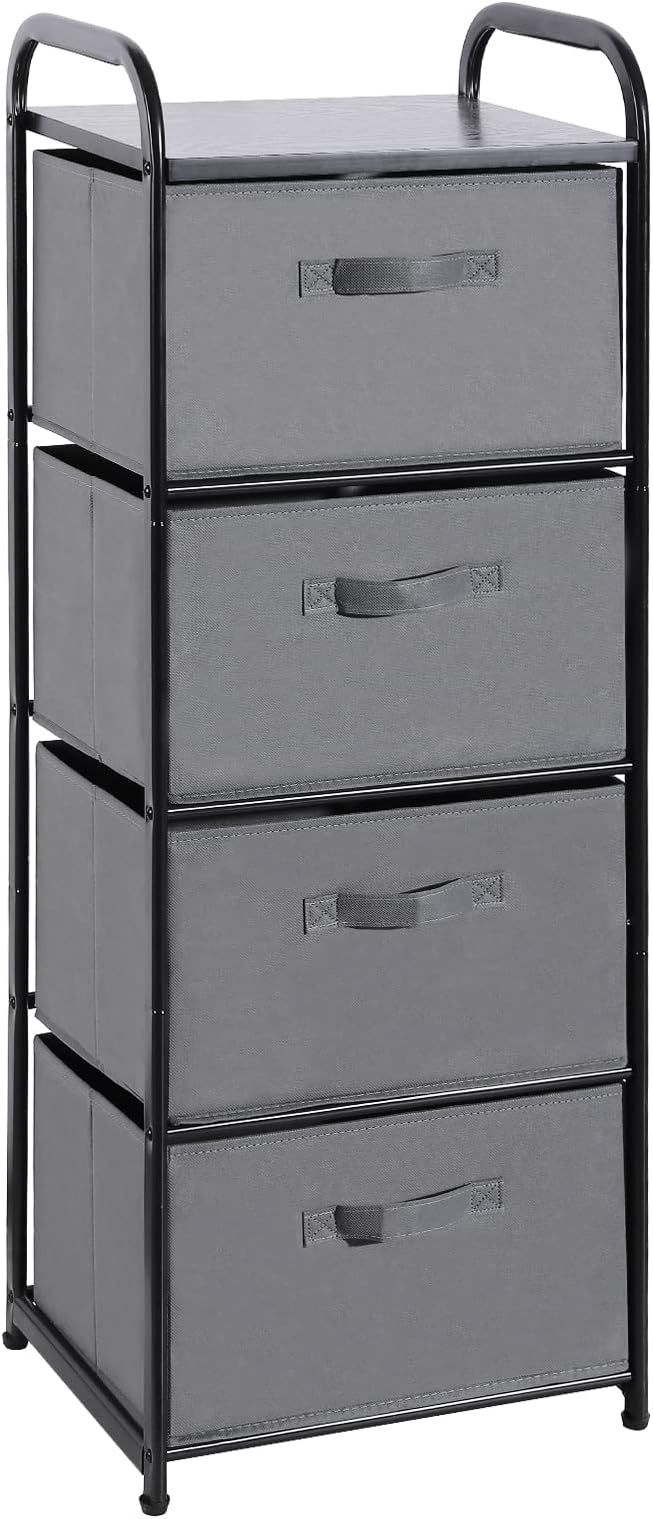 MAX Houser 4 Drawer Fabric Dresser Tall Storage Tower, Dresser Chest