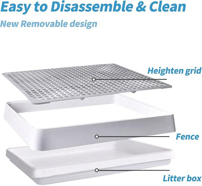 PODOO Rabbit Litter Box – Training Potty Tray for Guinea Pig & Small Pets · Spacious Grid Pan with Low Entrance, Easy-Clean & Odor-Resistant—Helps Keep a Clean Cage and Reduce Mess