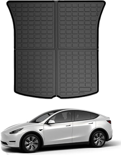 All Weather Rear Cargo Liners Trunk Tray Mats Protector Custom Compatible with 2020-2023 2024 2025 Model Y 5-Seats（Not for Juniper），3D Waterproof Durable Odorless Flexible Black TPO Accessories