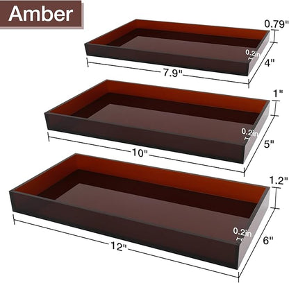 Amber Acrylic Tray 5mm Thicken 7.9x4'' Decorative Serving Tray for Bathroom, Toilet Tank, Sink Countertop, Living Room,Dresser, Coffee Table