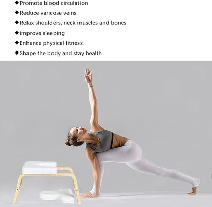 C-CHAIN Balanced Yoga Headstand Bench - Ideal for Workout, Fitness and Gym, for Both Beginner and Experience Yogis - Wood and PU Pads - Relieve Fatigue and Build Up Body