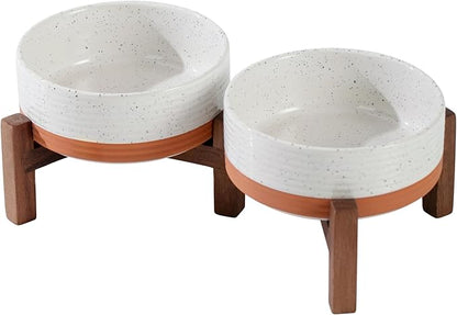 Ceramic 5.1inch Raised Double Bowls Set