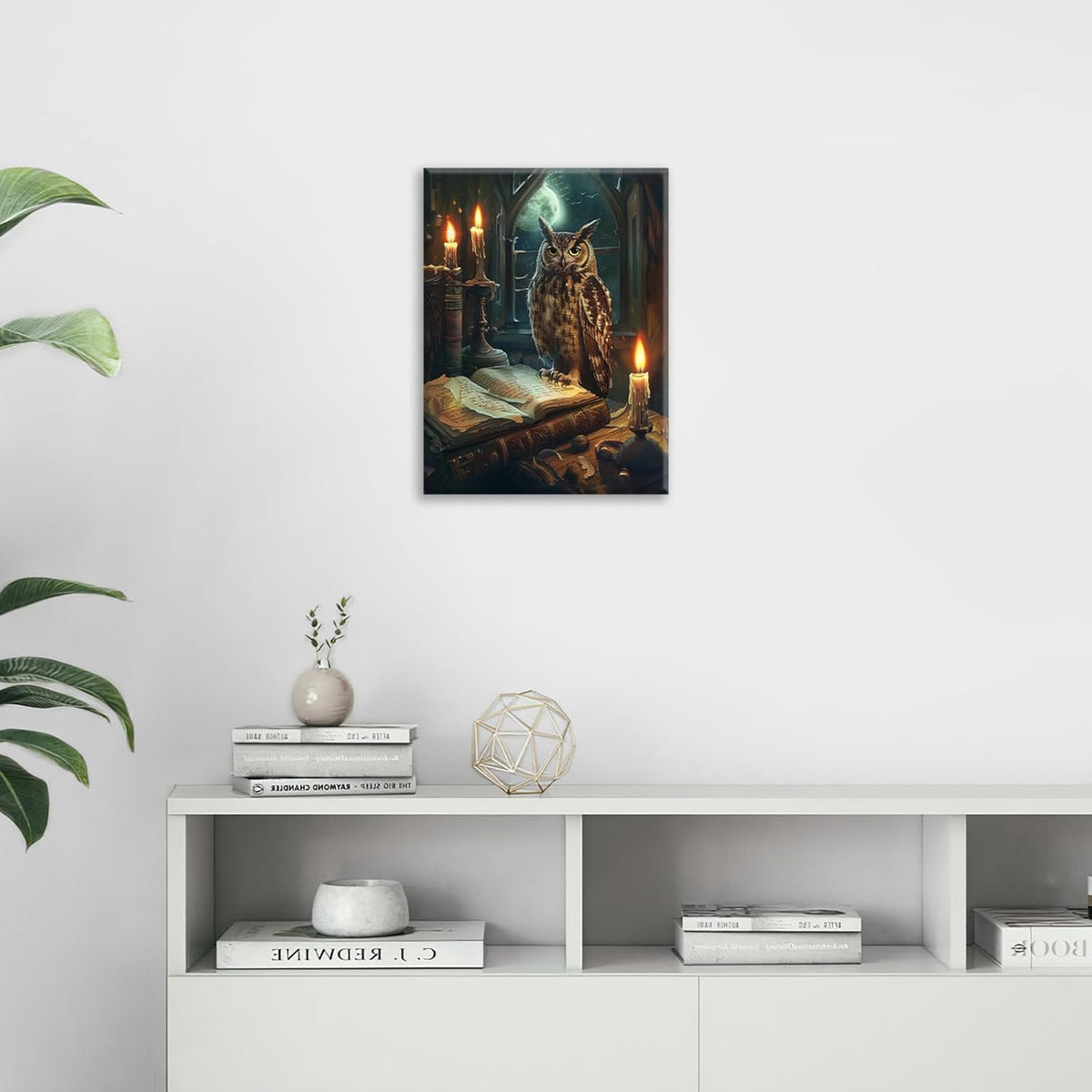 Owl Book Wall Art Vintage Canvas Wall Decor Prints Framed Painting Owls Pictures Gifts Artwork for Bathroom Living Dining Bedroom 12"x16"