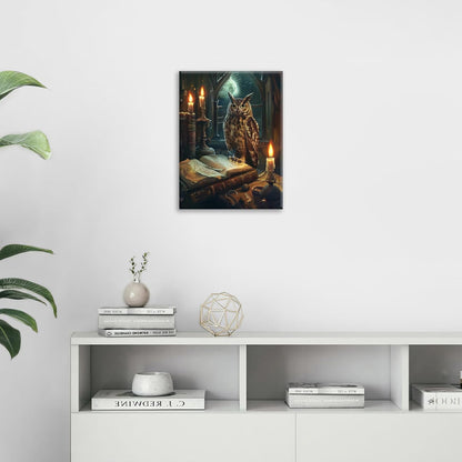 Owl Book Wall Art Vintage Canvas Wall Decor Prints Framed Painting Owls Pictures Gifts Artwork for Bathroom Living Dining Bedroom 12"x16"