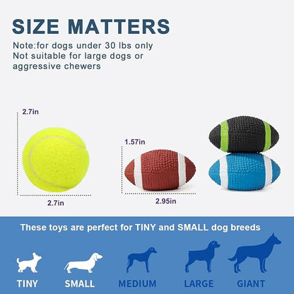 3 Pack Squeaky Dog Ball, Soft Latex Rubber Squeaky Toy for Small Dogs Puppies, Cute Bounce Squeak Football for Fetch Play