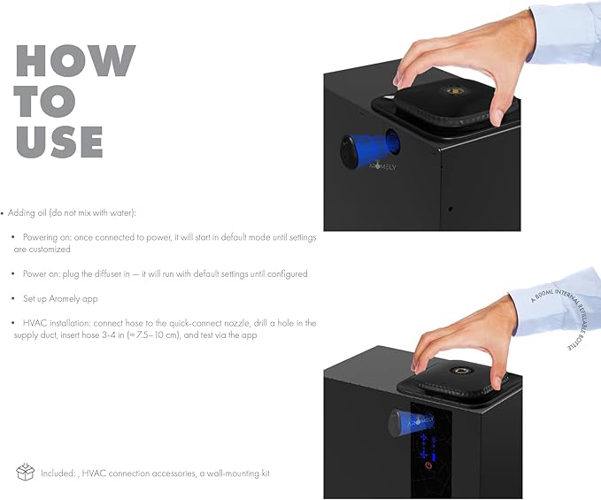 Aromely Smart Bluetooth HVAC Scent Diffuser, Aromatherapy Nebulizing Waterless
