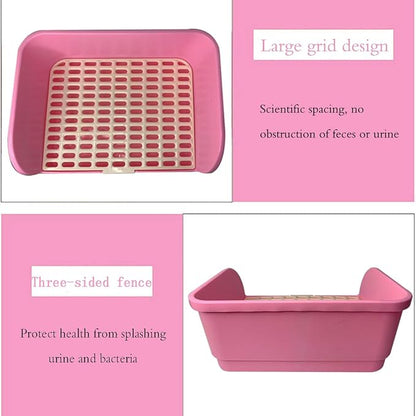 Hamiledyi Large Rabbit Litter Box Corner Bedding Box Chinchilla Toilet Trainer Square Potty Pet Pan for Adult Guinea Pig, Galesaur.Ferret and Other Animals