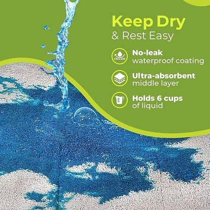 PeapodMats Bedwetting Waterproof Bed Mat, Reusable 3x3 Sage | Washable reusable bed mat for bedwetting, incontinence, kids, adults, pets, and mattress protection.