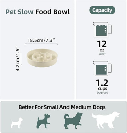 Ceramic 1.2 Cup Slow Feeder Dog Bowl