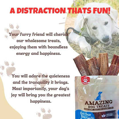 Amazing Dog Treats - Beef Esophagus Jerky for Dogs (5-6 Inch - 25 Pc/Pack) - Gullet Dog Chews