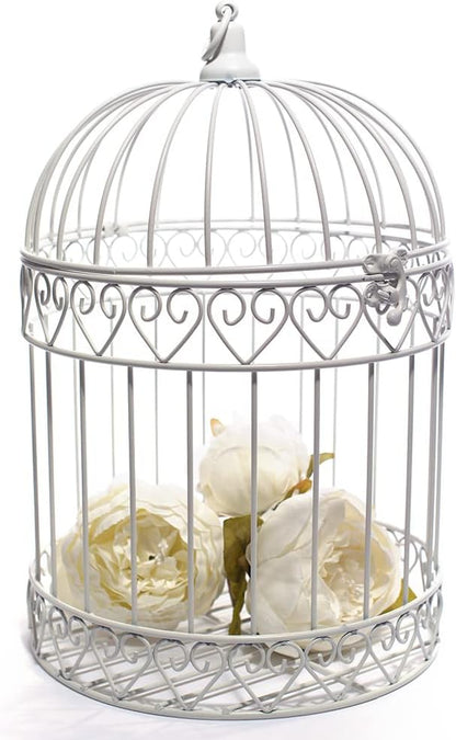 Anderson's Decorative Ivory Wire Birdcage Wedding Centerpiece, Table Décor, Hanging Decorations, Reusable