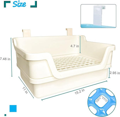 Hamiledyi Extra Large Rabbit Litter Box Pet Corner Toilet Small Animal Potty Trainer Huge Bunny Litter Pan with Plastic Grate Deep Dump Tray for Adult Guinea Pigs Chinchillas Ferrets Galesaurs White